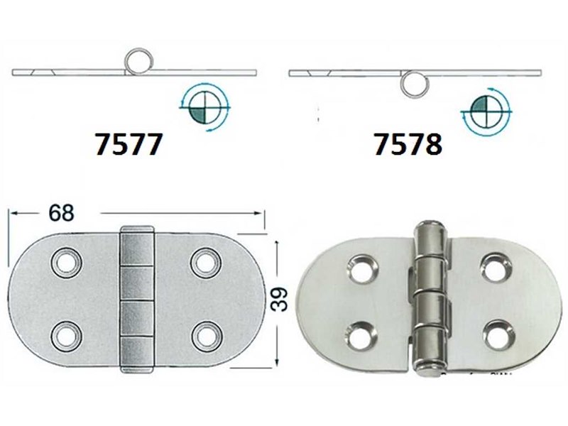 Cerniere acciaio inox Spessore 2 mm