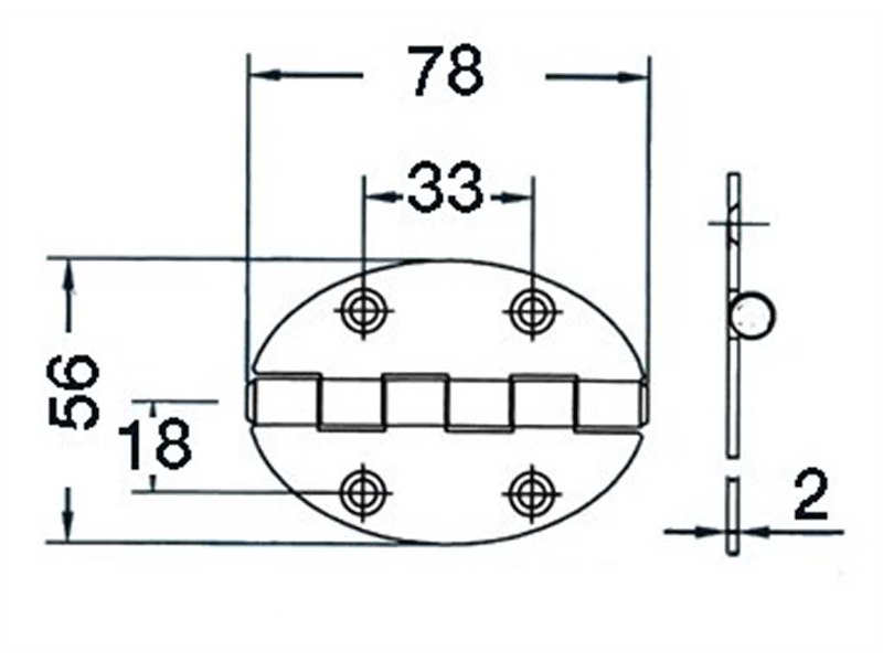 Cerniere acciaio inox Spessore 2 mm