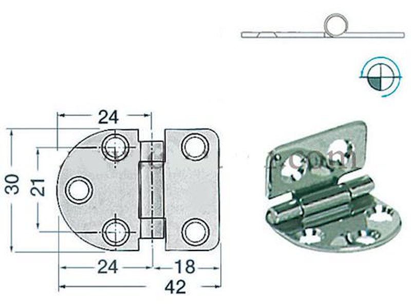 Cerniere acciaio inox Spessore 2 mm