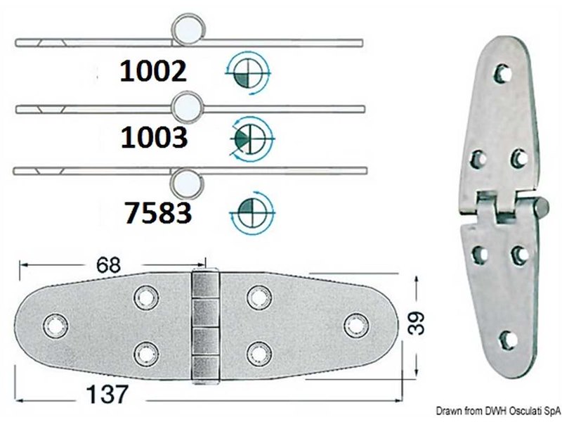 Cerniere acciaio inox Spessore 2 mm
