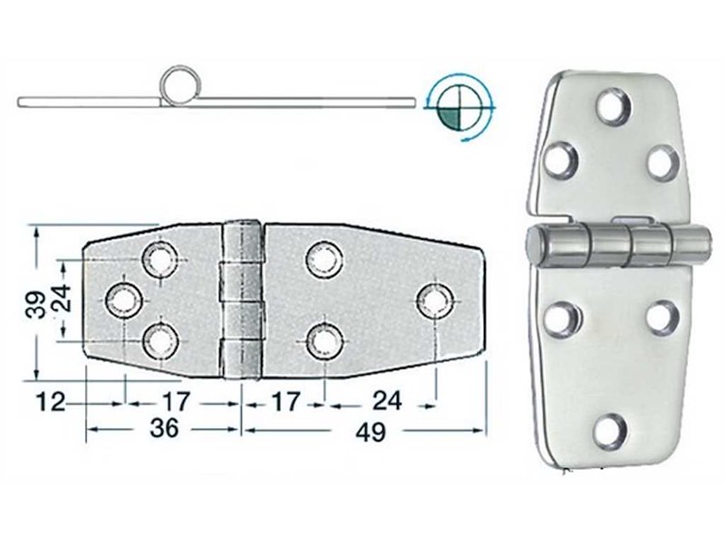 Cerniere acciaio inox Spessore 2 mm
