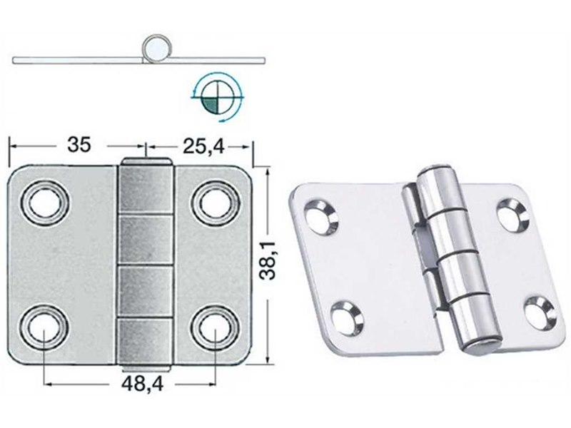 Cerniere acciaio inox Spessore 2 mm