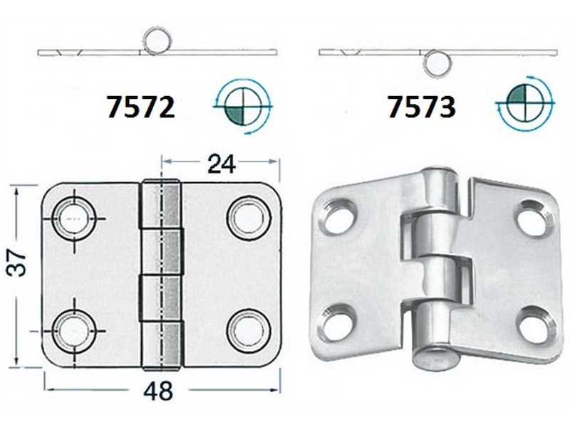 Cerniere acciaio inox Spessore 2 mm