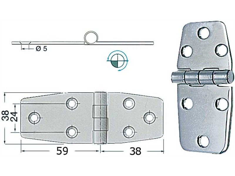 Cerniere acciaio inox Spessore 2,5 mm