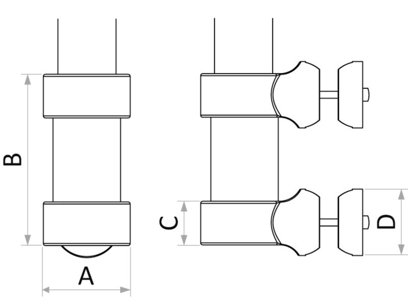 Boccola fissaggio su tubi per palo in carbonio Ø 38 mm