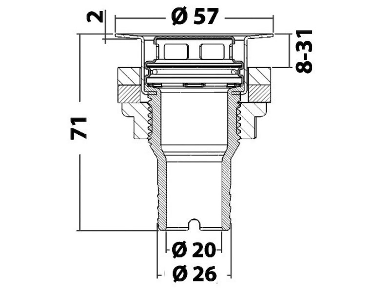 Scarichi pozzetto a filo con testa inox