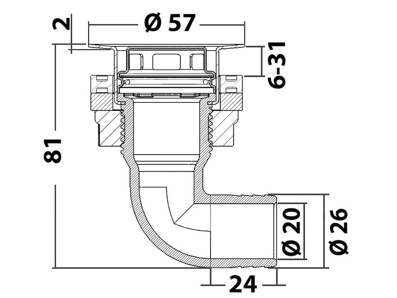 Scarichi pozzetto a filo con testa inox
