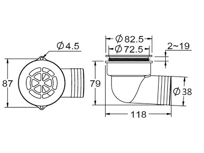 Scarichi pozzetto 90° con non-ritorno