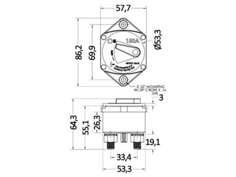 Interruttore termico di protezione per verricelli ed eliche