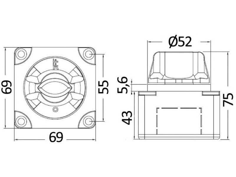 Interruttore/deviatore batterie 300A OFF-1-BOTH-2