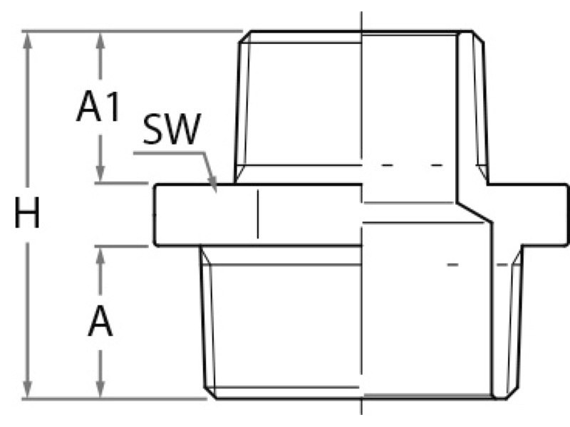 Niples doppio ridotto M-M in bronzo GUIDI