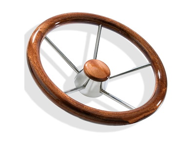 Timone in teak con razze acciaio inox