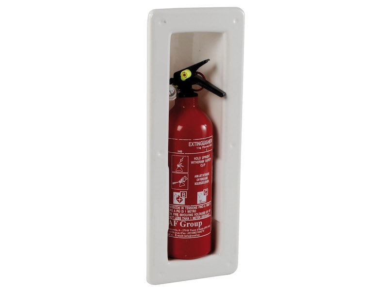 Vano porta-estintore a scatto da incasso