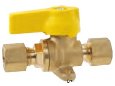 Rubinetto intercettazione con piastrina di fissaggio