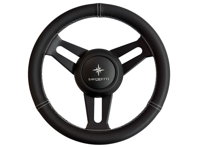 Volante T30PS Ghost - Pelle nera con cuciture a contrasto