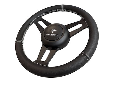 Volante T30PS Ghost - Pelle nera con cuciture a contrasto