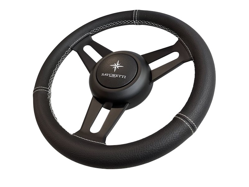 Volante T30PS Ghost - Pelle nera con cuciture a contrasto