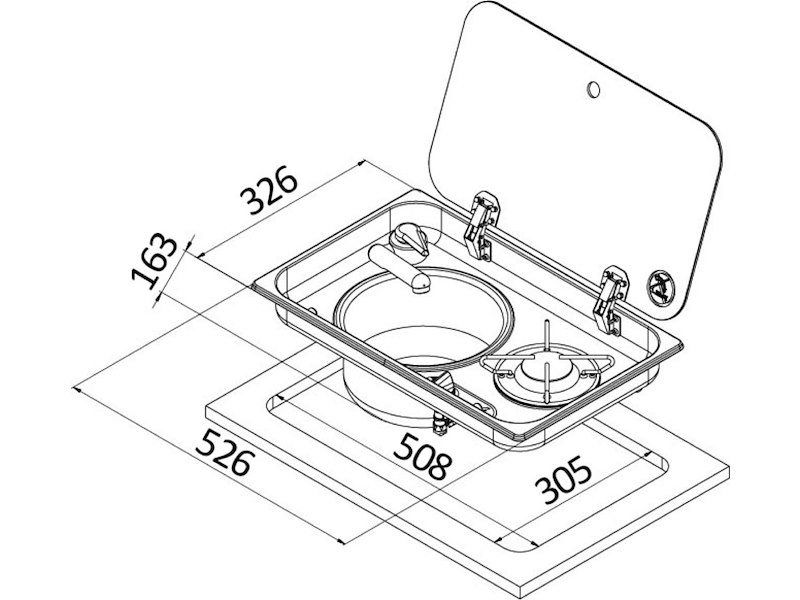 Piani cottura con in acciaio coperchio in vetro