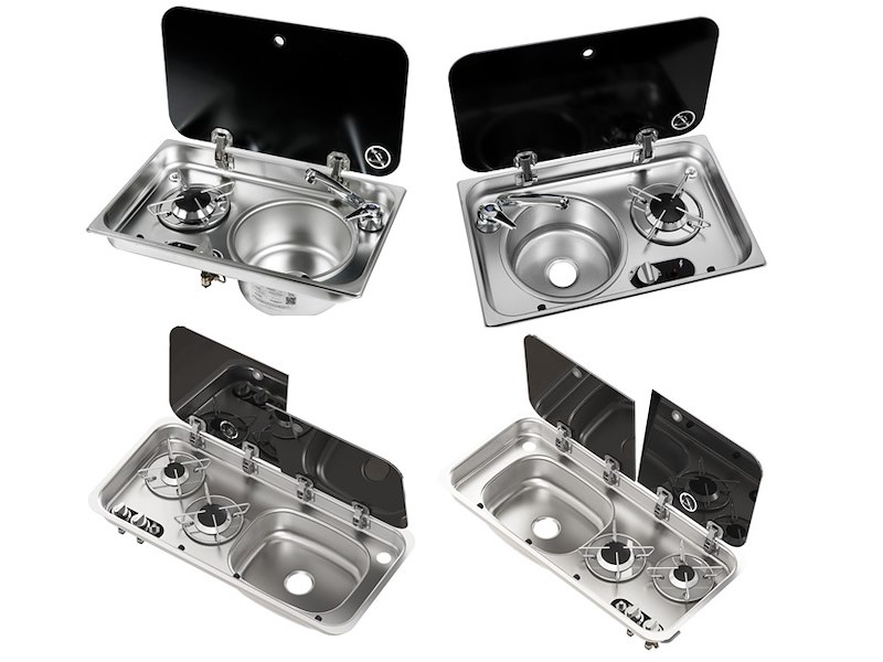 Piani cottura con in acciaio coperchio in vetro