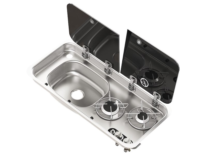 Piani cottura con in acciaio coperchio in vetro