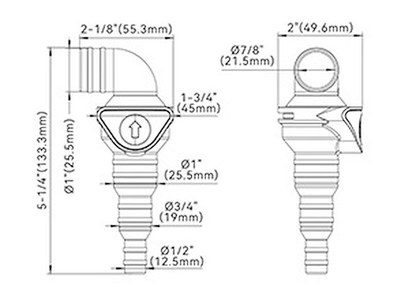 Valvola non ritorno Seaflo a gomito