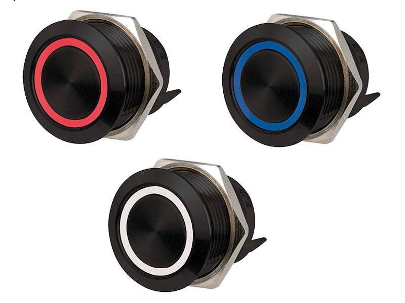 Interruttori Flat neri in acciaio inox 12/24V Led rbw