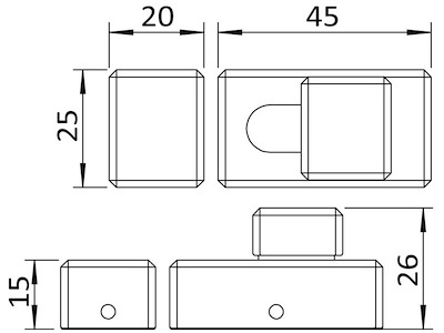 Chiusura a tavella 66 x 25 mm