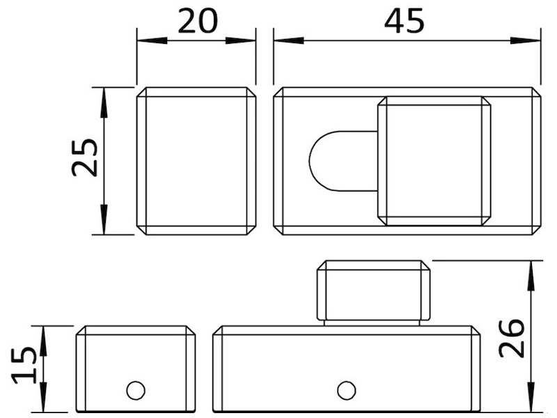 Chiusura a tavella 66 x 25 mm