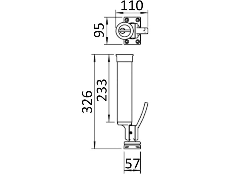 Portacanne orientabile in acciaio inox 316