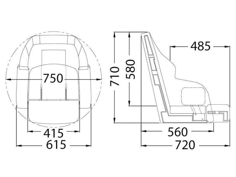 Sedile anatomico imbottito con Flip-Up – Serie 3090