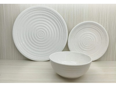 Set Stoviglie in Melamina Premium "Granite Pearl"