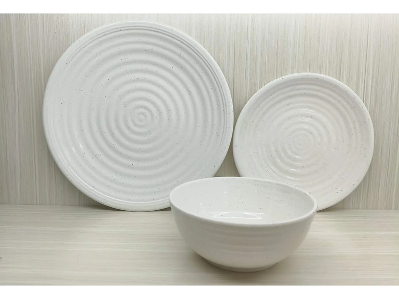 Set Stoviglie in Melamina Premium "Granite Pearl"