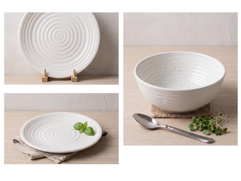 Set Stoviglie in Melamina Premium "Granite Pearl"