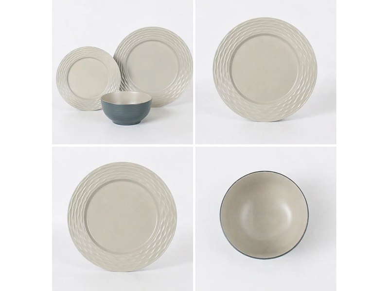 Set Stoviglie in Melamina Premium "Ripple Sand".