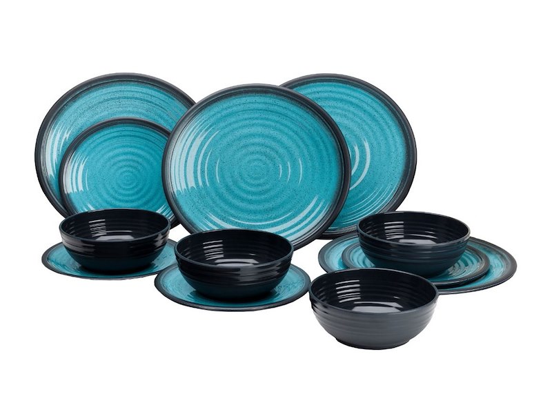 Set Stoviglie in melamina Premium "Granite Aqua"