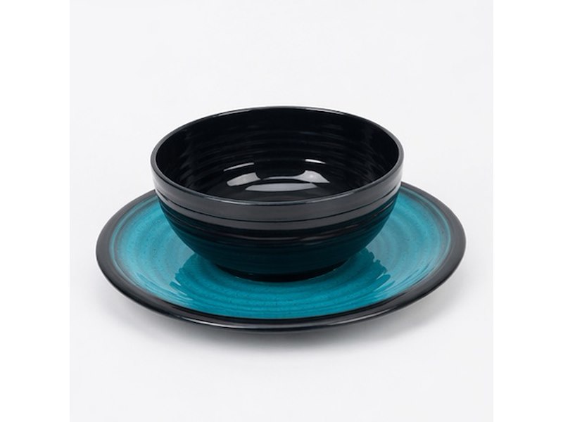 Set Stoviglie in melamina Premium "Granite Aqua"