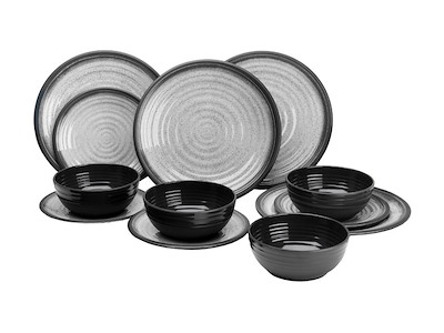 Set Stoviglie Melamina Premium "Granite Grey"