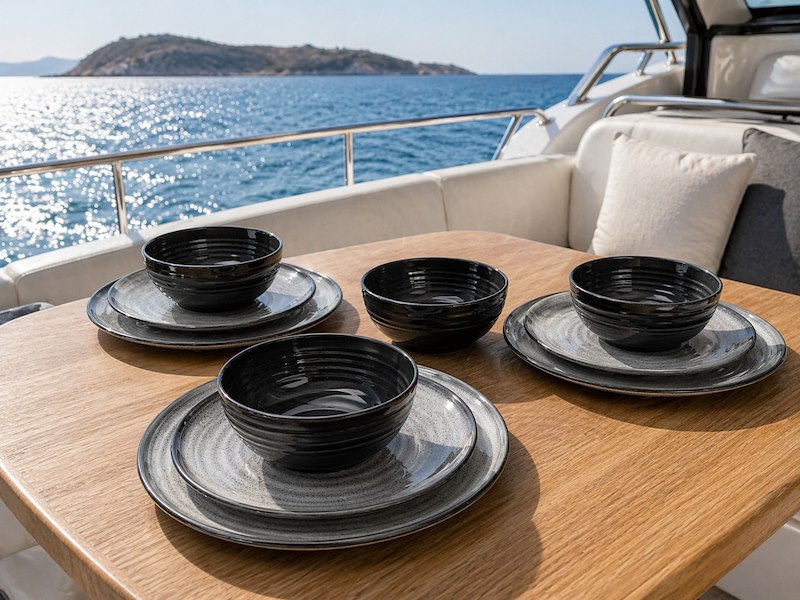 Set Stoviglie Melamina Premium "Granite Grey"