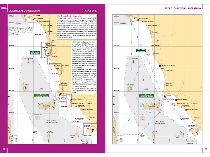 Portolano cartografico Mar Ligure - Tirreno setten - Corsica