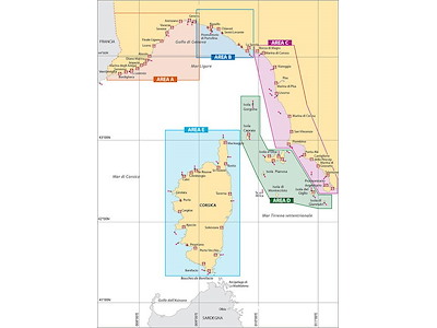 Portolano cartografico Mar Ligure - Tirreno setten - Corsica