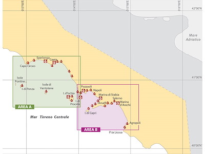 Portolano cartografico da Capo Circeo a Punta Licosa, Isole Pontine, Isole d’Ischia e Capri - 3A -