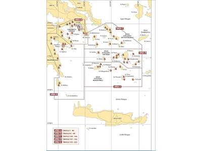 Portolano Cartografico Grecia Egea  Peloponneso Orien. Golfo di Saronico e Cicladi - 7 -