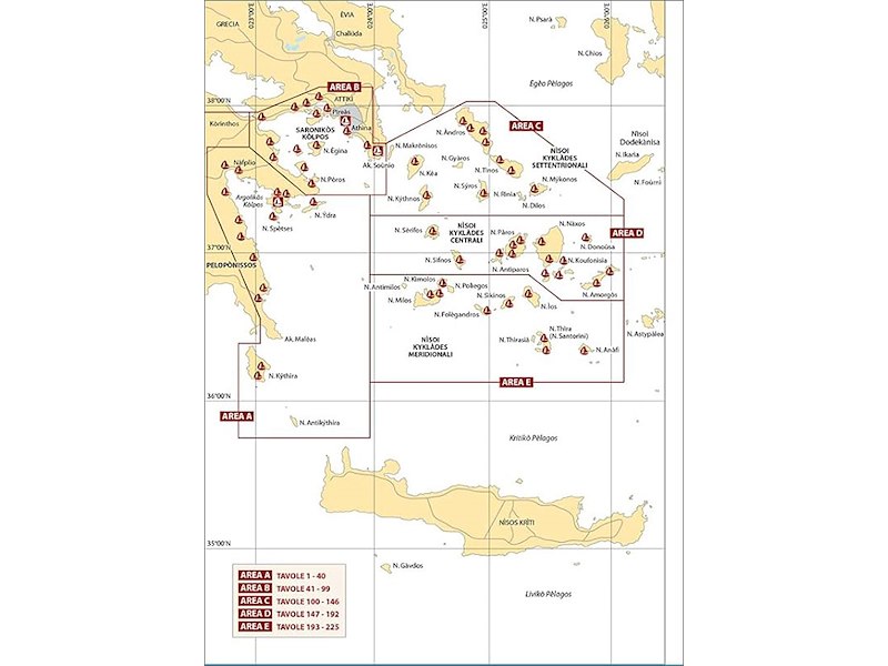 Portolano Cartografico Grecia Egea  Peloponneso Orien. Golfo di Saronico e Cicladi - 7 -