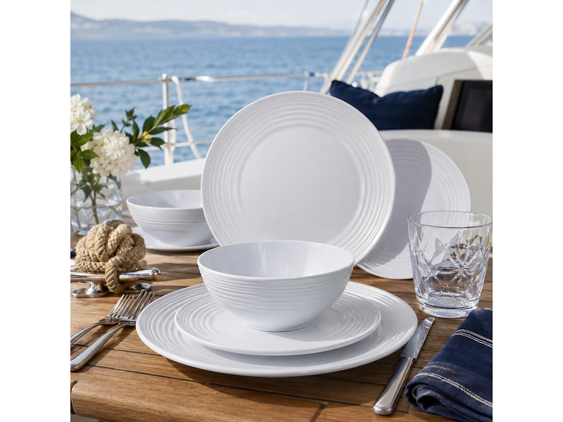 Set Piatti Nautici Antiscivolo Cool White – 12 Pezzi