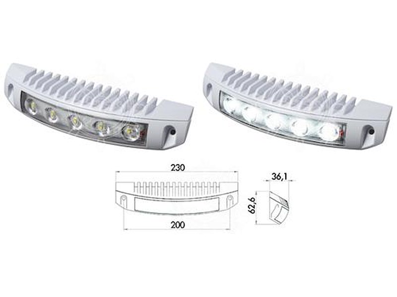Faretto a 5 LED per plancette, specchi di poppa, fly-bridge 